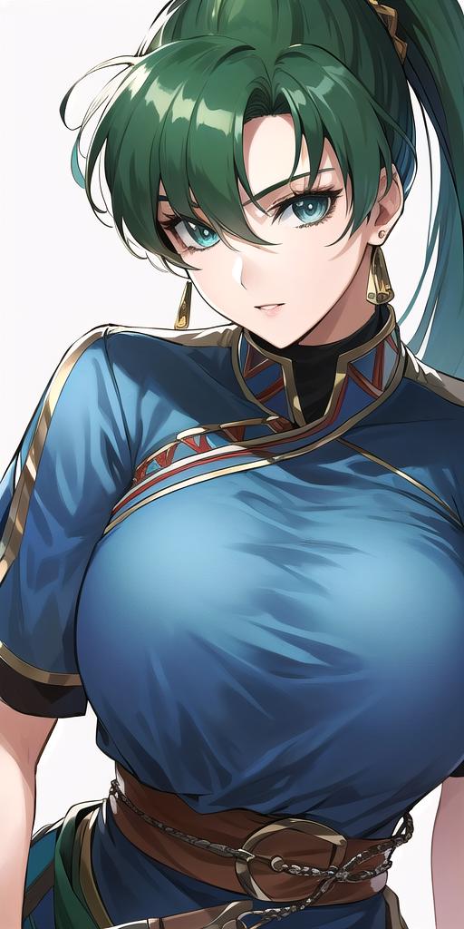 03861-1186587369-_lora_LyndisV3_0.7_ lyndis, huge_breasts, standing, solo, Blue_dress_side_slit_Pelvic_curtain_Sash_Short_sleeves_Belt,, masterpi.png